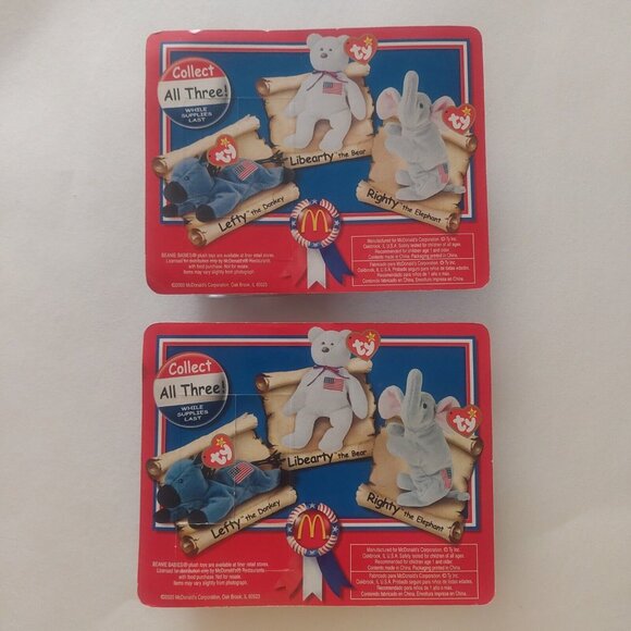 Ty McDonald's Teenie Beanie American Trio Libearty Lefty Righty LOT Of 3 New - Picture 10 of 12